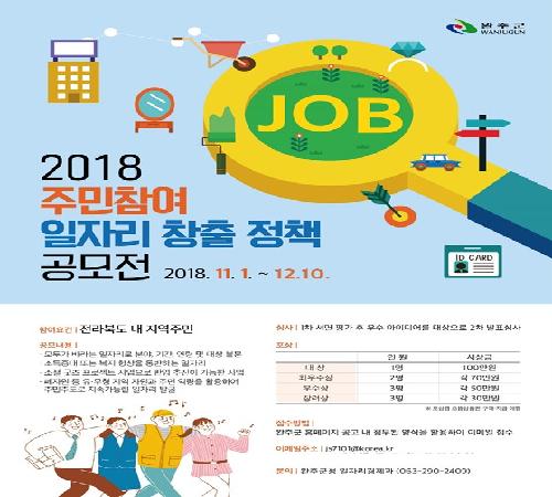 2018년 주민참여 일자리 창출 정책 공모전 기간연장 알림
